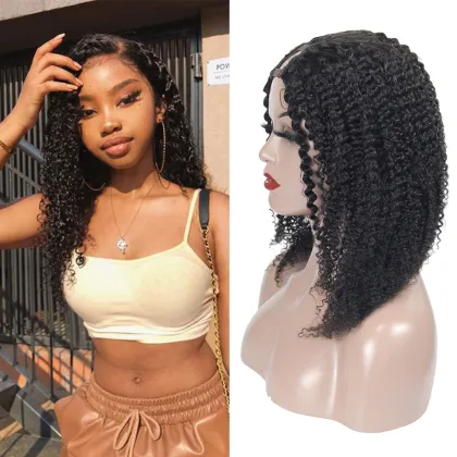 Wholesale U Part Curly Wig 100% Human Hair, Afro Kinky Curly Cambodian U Part Wig