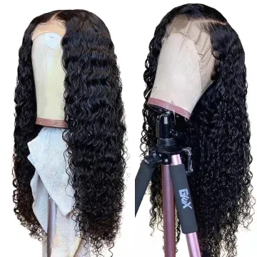 Wholesale 4*4" 13*6" long Deep Wave Lace Frontal Closure Wig Vendor Natural Virgin Brazilian Human Hair Transparent Lace Wig