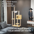 Modular Eco-Friendly Cat Tower Wooden Indoor Scratcher Multi Level Climbing System Detachable Components Flexible Carton