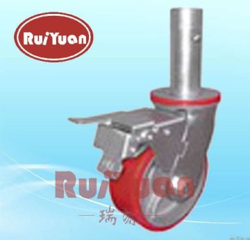 Scaffold caster wheel with brake