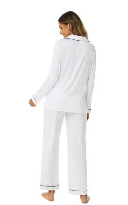Long Sleeve Women Modal Viscose Pajamas Set Sleepwear