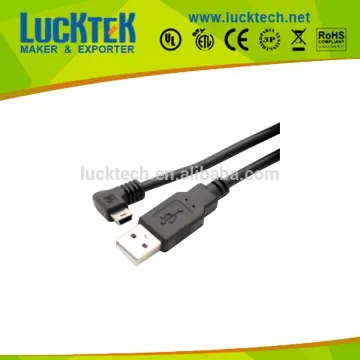 1M Left angled Mini USB B male to USB cable, 1.0m