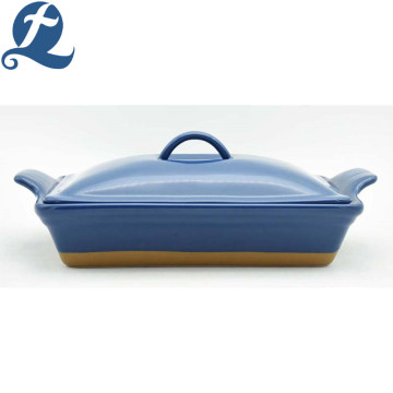 Factory direct Kitchen handle ceramic bakeware with lid