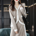 Casual A-line full wool knit skirt suit