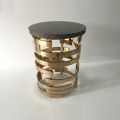 marble top golden stainless steel base end table