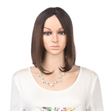 Short Straight Human Hair Wigs For African American Women Non-Remy Human Hair Wigs 4X4 Hand Tied Middle Parting Human Hair Wigs