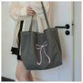 Multicolor Bow-Embellished Canvas Tote Bag