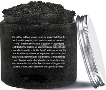 100% Natural Active Charcoal Body Scrub for Deep Cleansing and Exfoliation