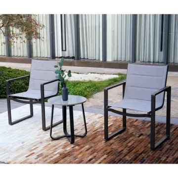 Aluminum Frame Padded Fabric Balcony Patio Bistro Set Table and Chair