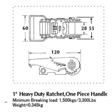 1-1/16 Inch Heavy Duty & One Piece Handle Ratchet Buckle