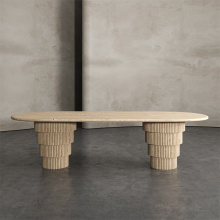 Oval Beige Marble Dining Table Coffee Table