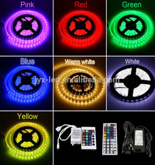RGB strip light kit set smd 5050 5m 300leds 60led/m rgb led strip kit DC12V 14.4w non-waterproof approval CE&ROHS