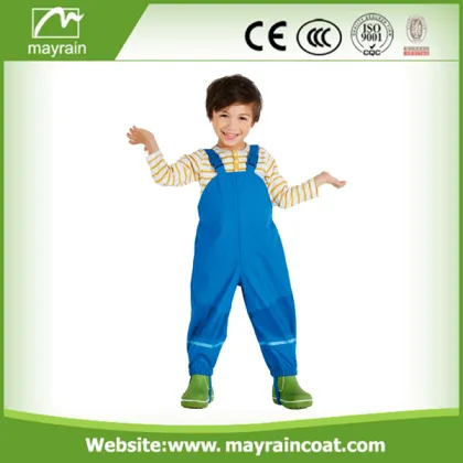 Children Rain Pants Reflective PU Leather Bib Pants