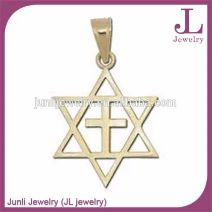 Stainless Steel Israel Cross Pendant Star Of David Pendant