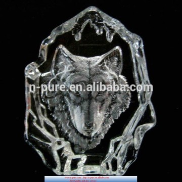 wolf engraved crystal iceberg for home decoration