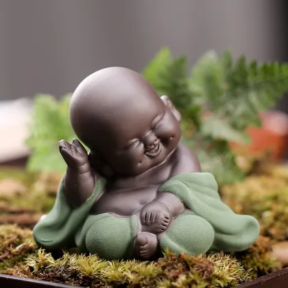 Ceramic Buddha Figurine Tea Pets - Happy Maitreya Buddha Statue Accessories