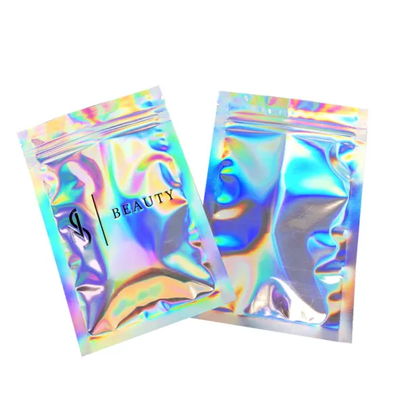 Holographic Zipper Cosmetic Packaging Bags for Eyeshadow