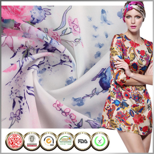 Latest style printed silk chiffon floral dress fabric