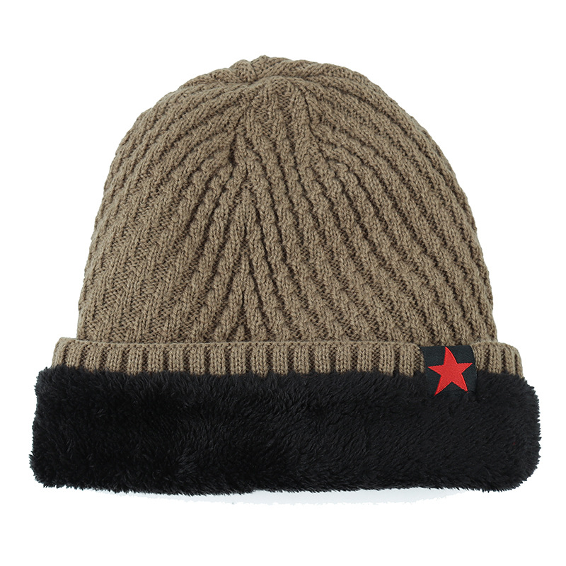 Autumn winter wool cap with fleece knit cap (7)