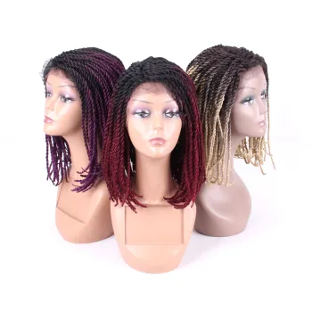 Short Braided Senegalease Braids Wigs for Black Women Synthetic Hair Cosplay African American Women's Wig