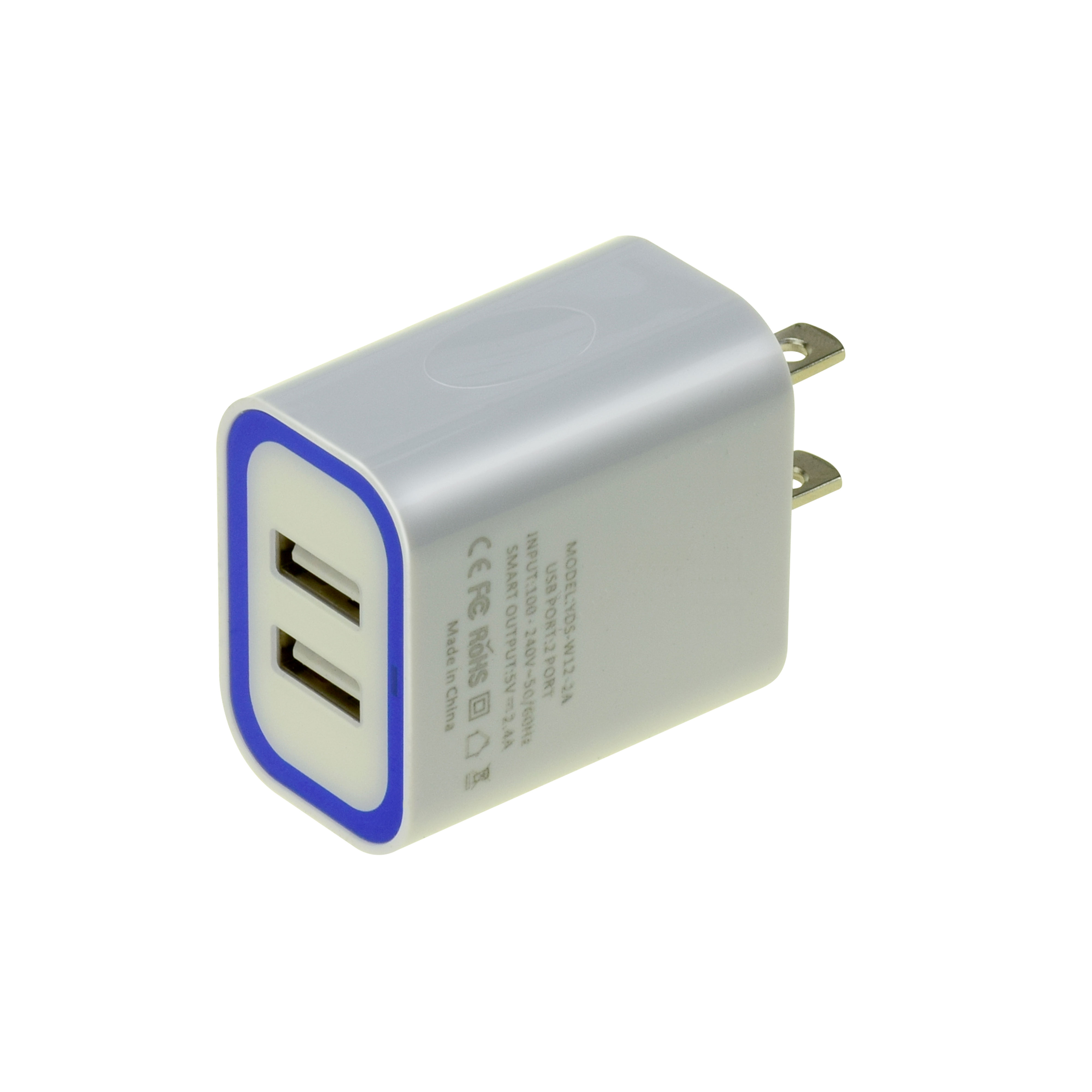 12W شاحن الهاتف المحمول شاحن الجدار USB الأبيض