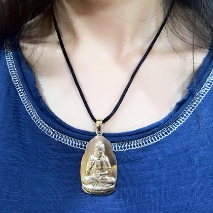 925 Sterling Silver Gold-Plated Amitabha Buddha Pendant - Buddhist Culture Jewelry