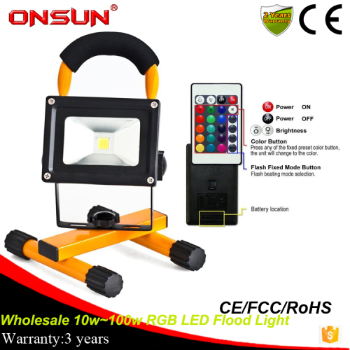 Wholesale portable10w rechargeable rgb led flood light