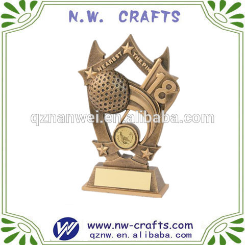 Gold Golf ball shield trophy awards souvenir