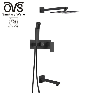 North America OVS cUPC Waterfall Luxury High-Pressure Handheld Black Mixer Shower Bathroom Head Rainfall