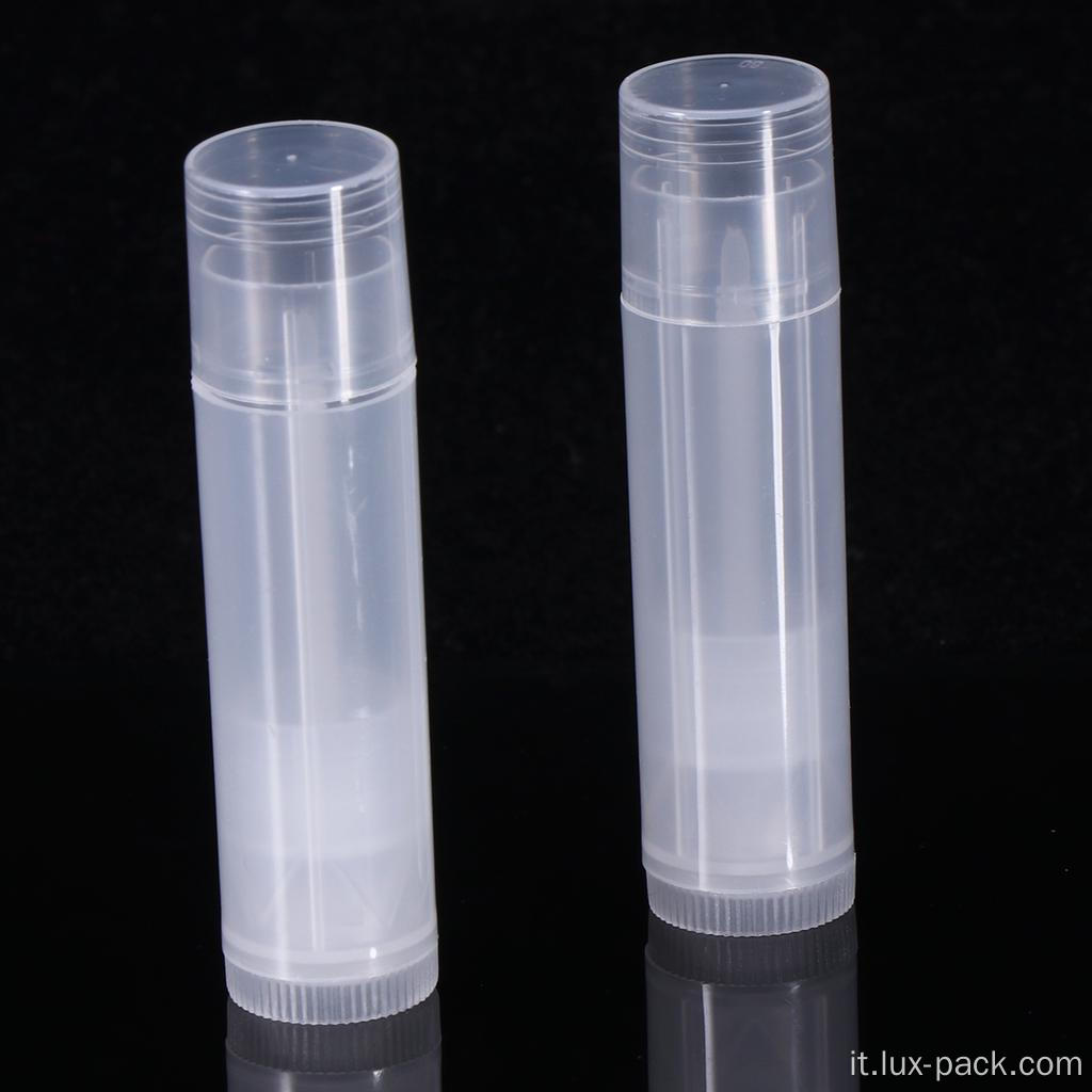 Tubo di balsamo per labbra per contenitore in plastica trasparente vuoto