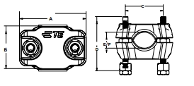 Polymer Trefoil Cable Cleat M10 Mounting 2Hole Clamp Nylon drawing