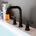 Robinet en laiton 3 trous pour lavabo de salle de bain noir