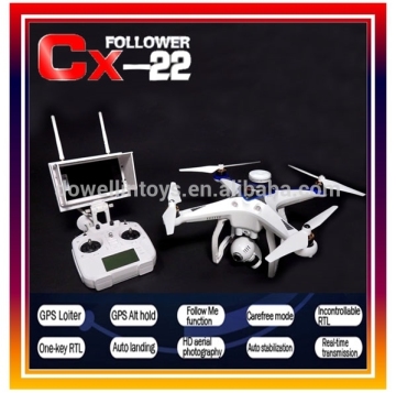 CX-22 Follow Me Hobby Drone 4CH 6-Axis Dual GPS Quadcopter camera FPV Drone
