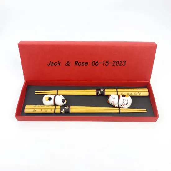 Premium Heart-Shape Japanese Chopsticks Set - New Style Luxury Couple Souvenirs with Wooden Packaging Box