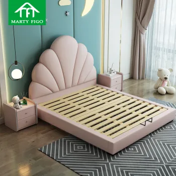 Customizable Leather Cartoon Headboard Storage Drawer Queen Size Bed for Children