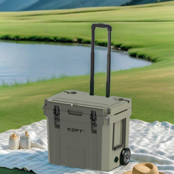 33L Rotomolded Insulated Cooler Box with Wheels for Camping and Fishing