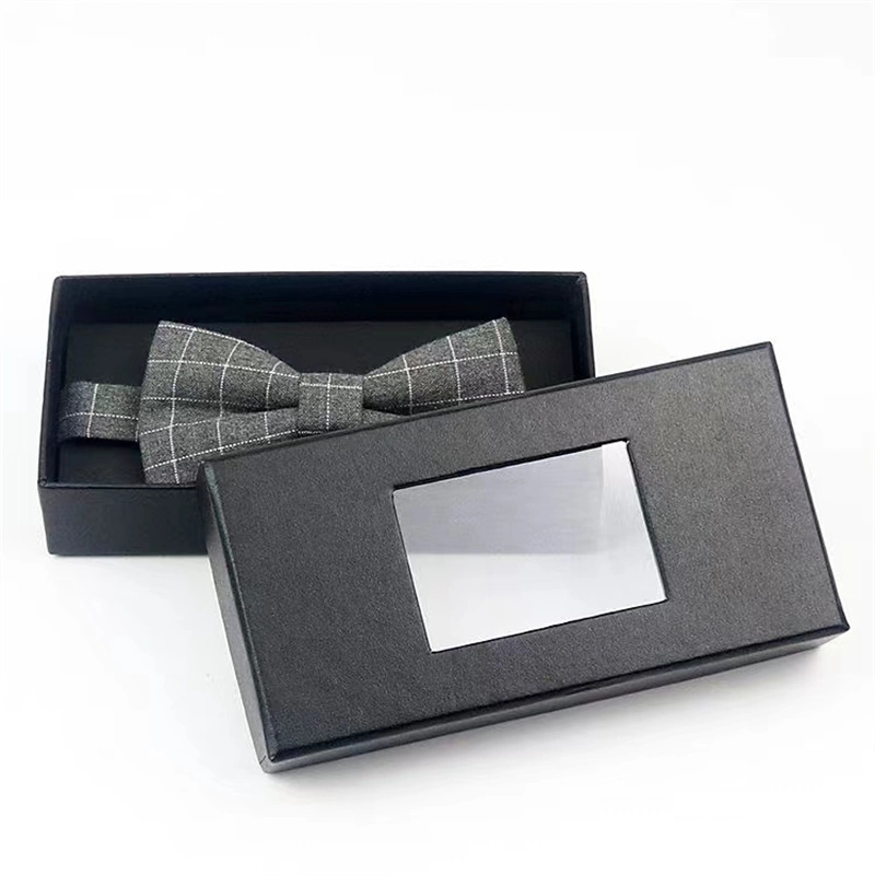 Custom Logo Print Luxury Mens Paper Tie Packing Box Gift Cardboard Paper Packaging Wallet Box for Men with Transparent Window