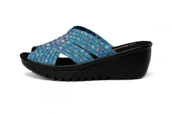 Open Toe Wedge Woman Woven Slippers