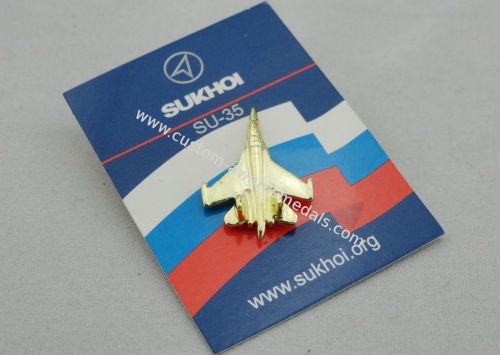 Su-35 Full Relief Die Spinning Pewter Soft Enamel Pin, Lapel Pins With Gold Plating For Promotion