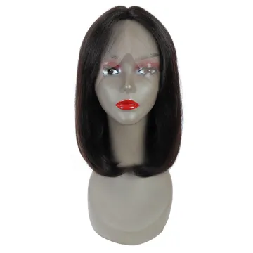 Short Silky Straight Human Hair Wigs For Women Non-Remy Indian Human Hair Wigs T Lace Hand Tied Middle Parting Human Hair Wigs