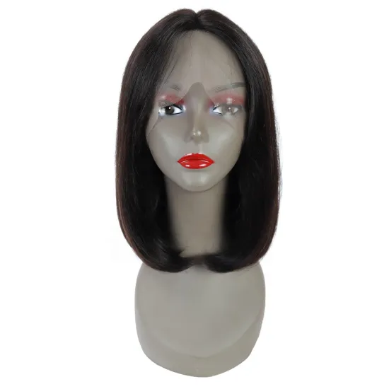 Short Silky Straight Human Hair Wigs For Women Non-Remy Indian Human Hair Wigs T Lace Hand Tied Middle Parting Human Hair Wigs