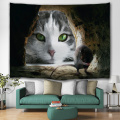 Kat Kijk naar Scared Mouse Tapestry Animal Unieke muur opknoping 3D Print wandtapijt voor kinderen woonkamer slaapkamer Home Dorm Decor