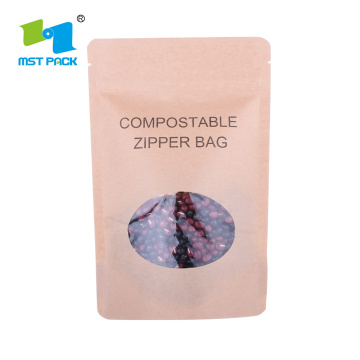 Biodegradable Packaging stand up zipplock Kraft Paper Bags