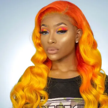 Can Be Customized  Ombre Orange Color Lace Frontal Wig,Fancy Body Wave Ginger Color Wig