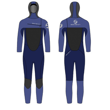 Seaskin Men Neoprene Hooded Chest Zip Wetsuit Penuh