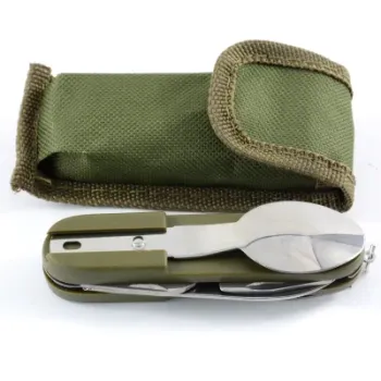 Portable Outdoor Camping Tableware Set Multifunction Stainless Steel Folding Knife Fork Spoon