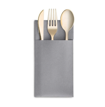 Gray Dinner Napkins Cutlery Pocket Fold Paper Tissue