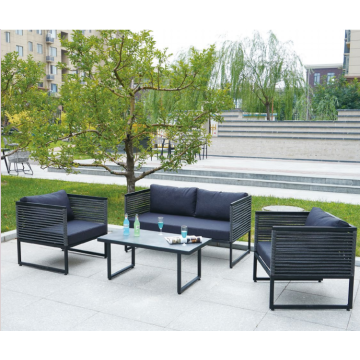 All-Weather PE Rattan Modern Outdoor Lounge Sofa with Durable Cushioned Comfort for Courtyard Leisure Spaces