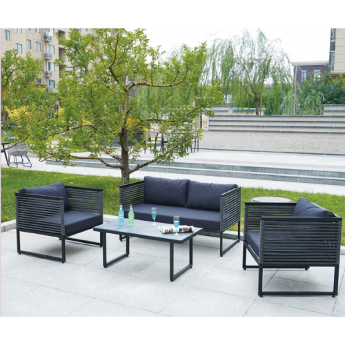 All-Weather PE Rattan Modern Outdoor Lounge Sofa with Durable Cushioned Comfort for Courtyard Leisure Spaces