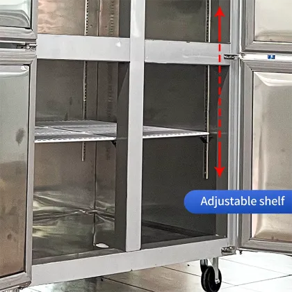 Six door dual temperature upright refrigerator
